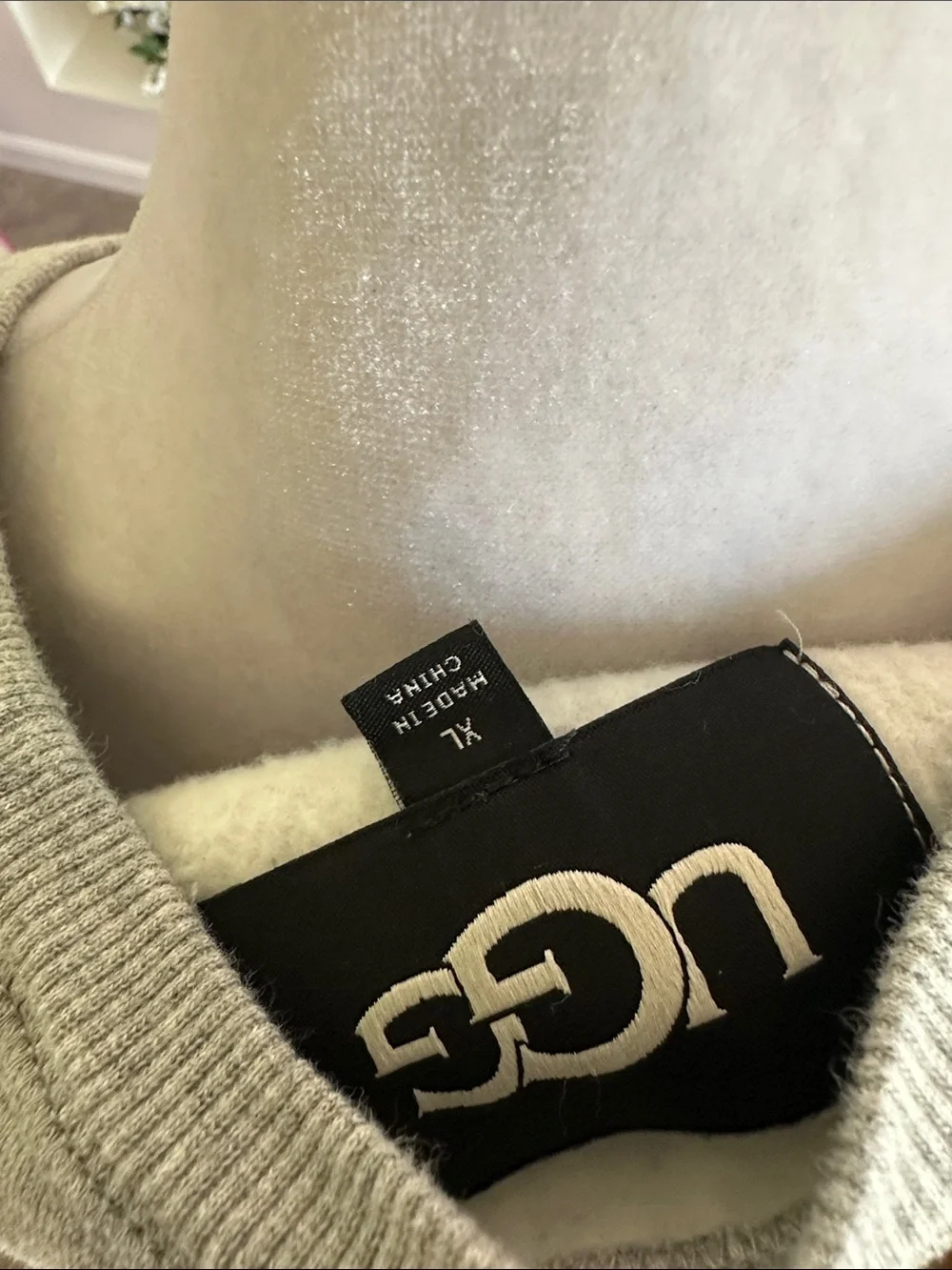 UGG Grey Crewneck Sweatshirt with Blush Appliqué Logo